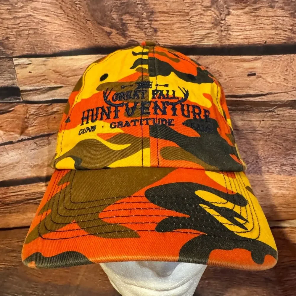 Port Authority Hat Baseball Cap Men's OSFA Blaze Orange Camo Hunt Venture